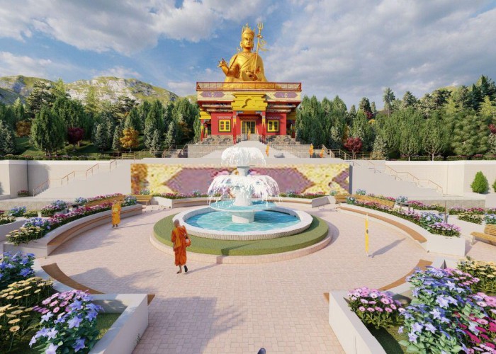 Monks walking in the mountains