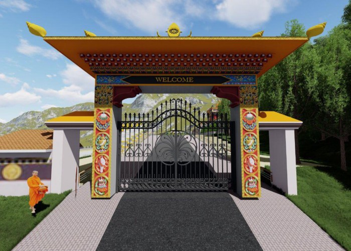 Monks walking in the mountains